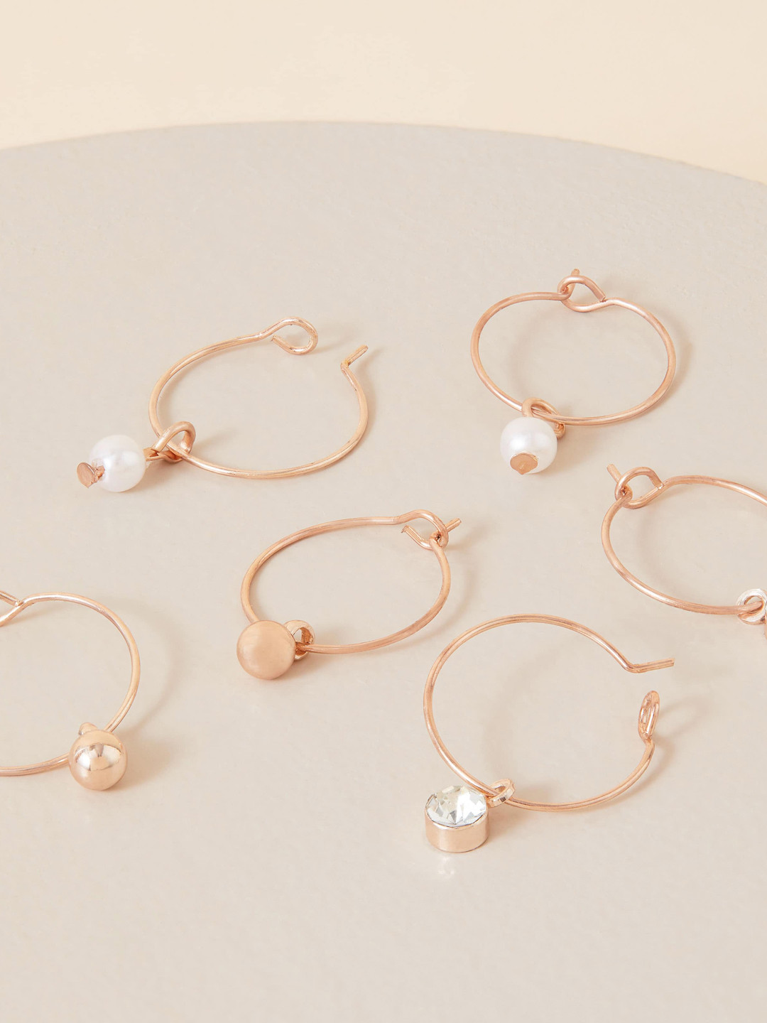 Accessorize Set Of 3 Rose Gold Contemporary Half Hoop Earrings