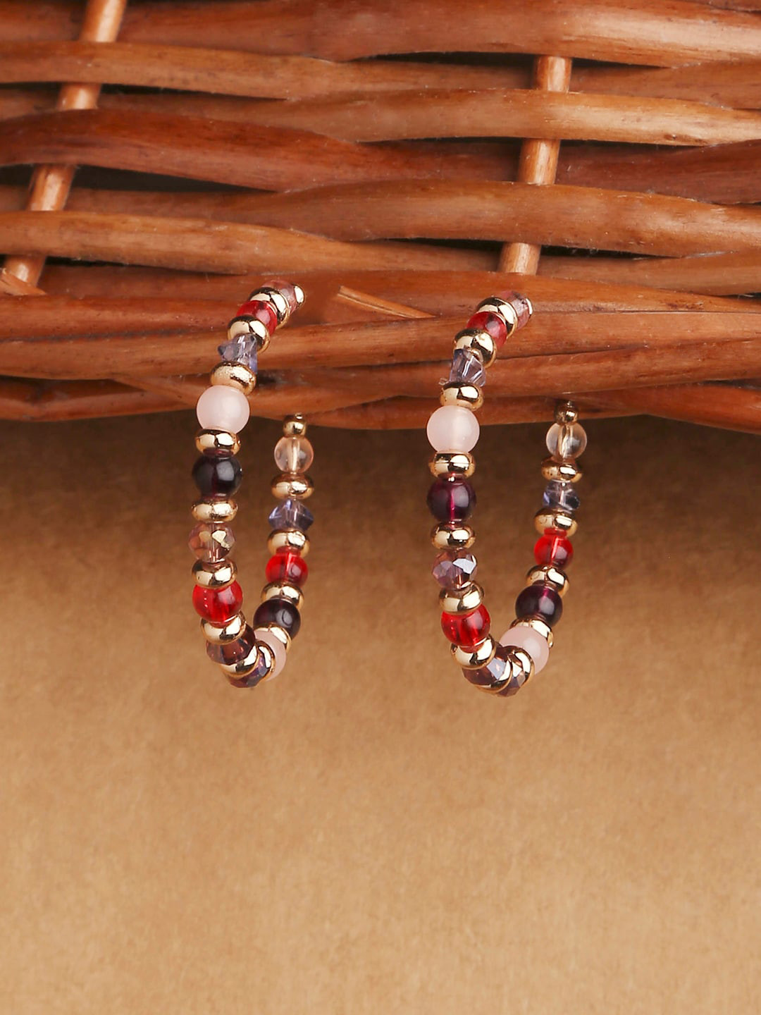 Accessorize Contemporary Amber Small Beaded Half Hoop Earrings