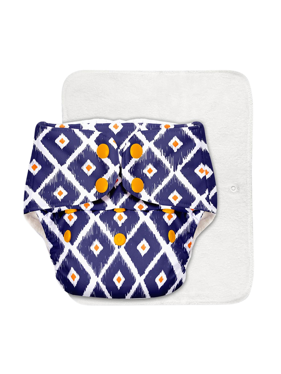 SuperBottoms Infants Navy Blue Printed 2 Pcs Quick Dry Ultra Thin Cloth Diaper with Insert