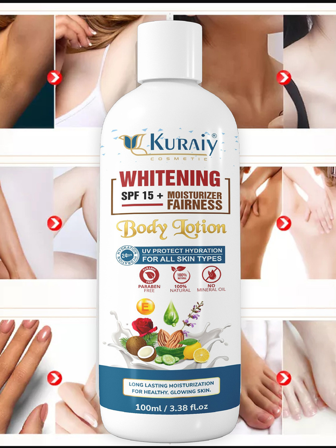 KURAIY Whitening SPF 15+ Fairness Vitamin E Moisturizing Body Lotion 100 ml