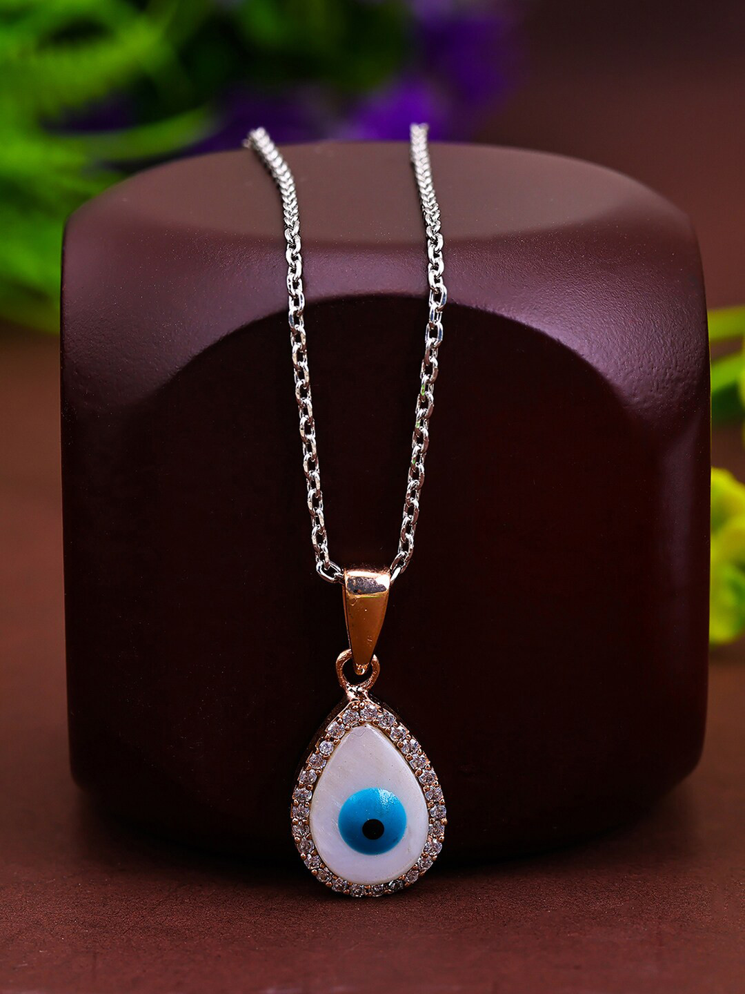 Pissara by Sukkhi Rose Gold-Plated 925 Sterling Silver CZ Studded Evil Eye Pendant