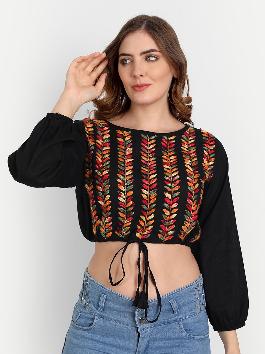 Indiankala4u Women Chikankari Cotton Crop Blouse Top