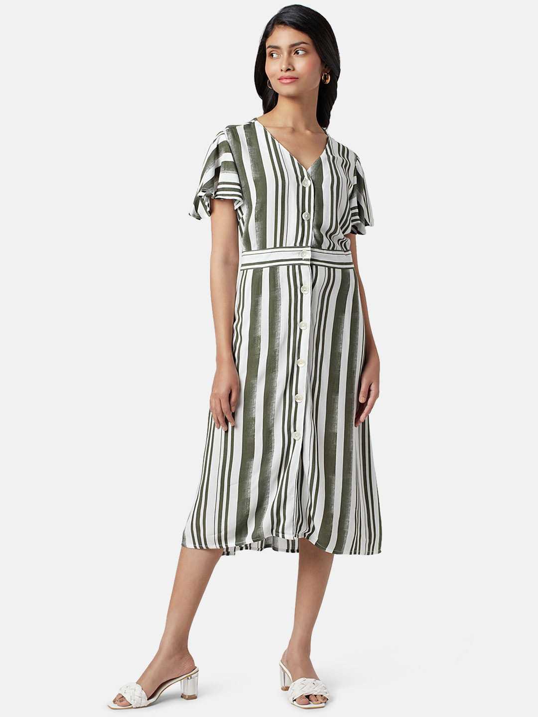 Honey by Pantaloons Striped Shirt Midi Dress