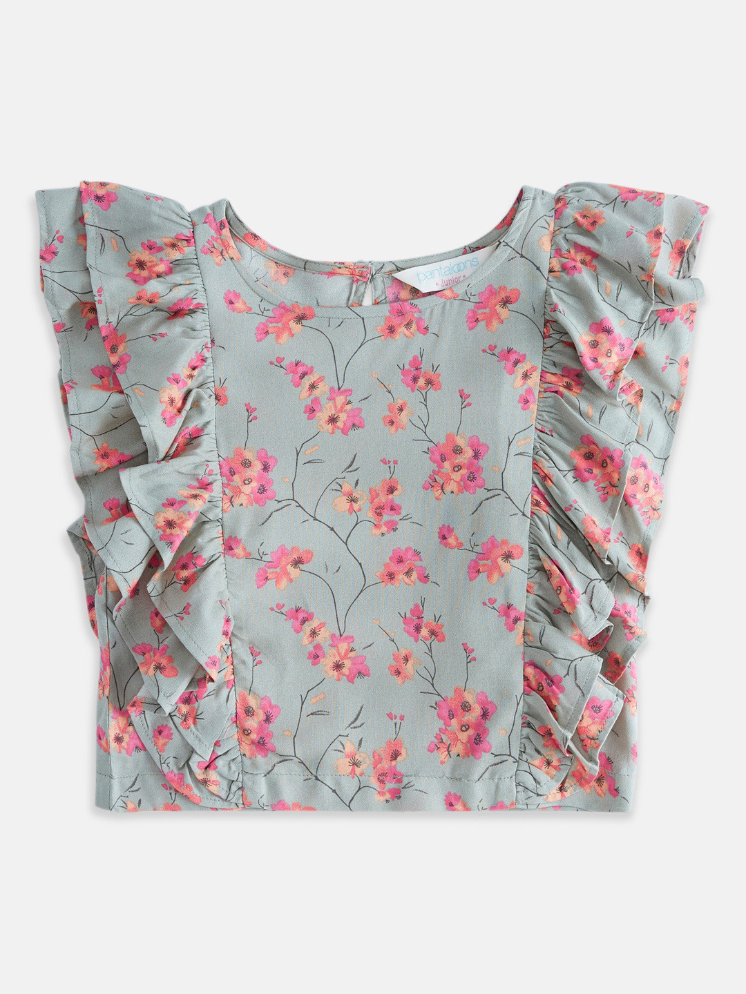 AKKRITI BY PANTALOONS Girls Floral Printed Ruffle Top