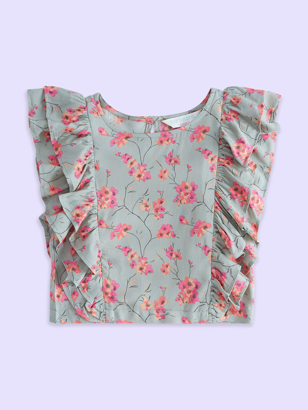 AKKRITI BY PANTALOONS Girls Floral Printed Ruffle Top