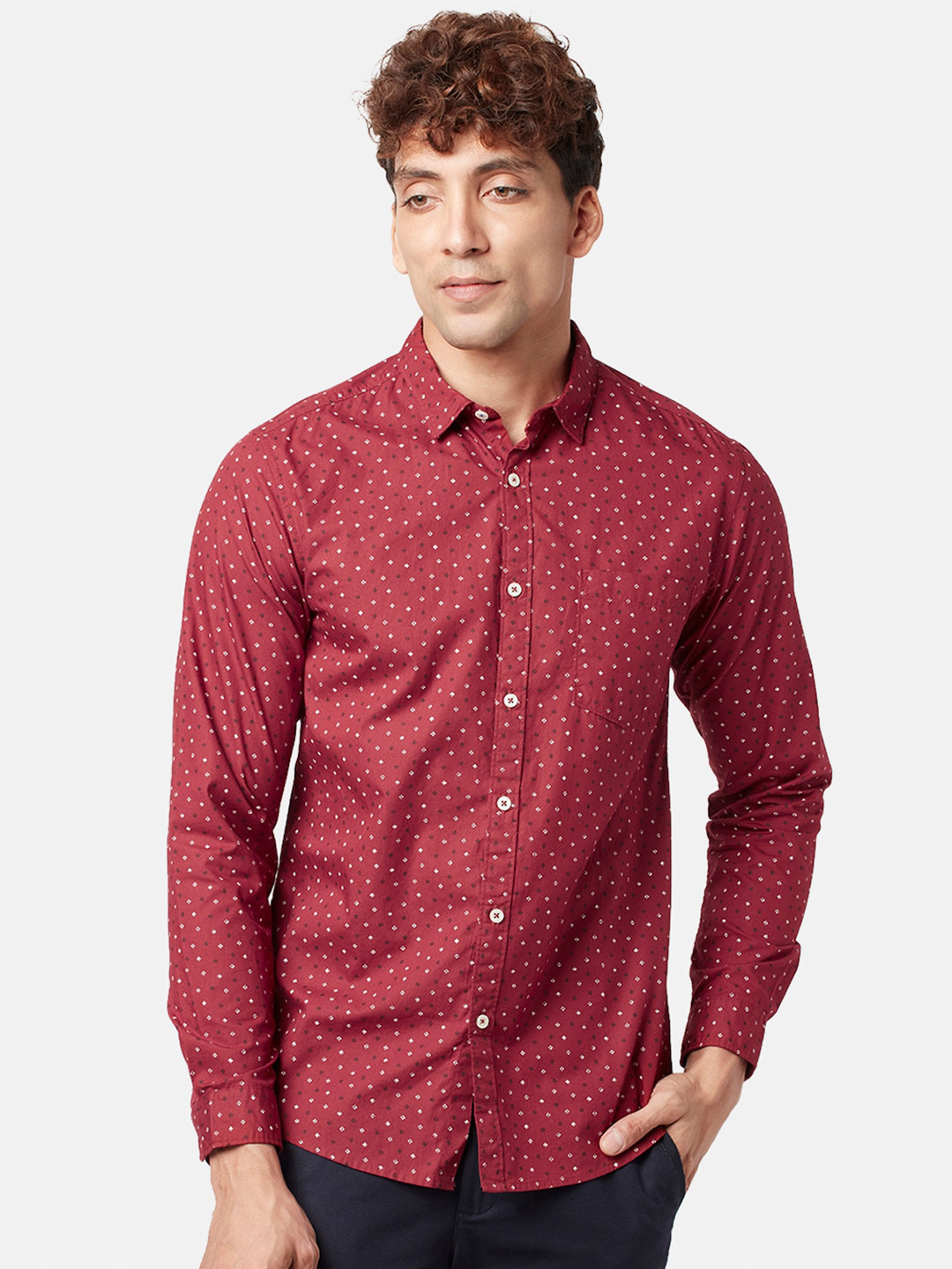 BYFORD by Pantaloons Me Slim Fit Micro Ditsy Printed Cotton Shirt