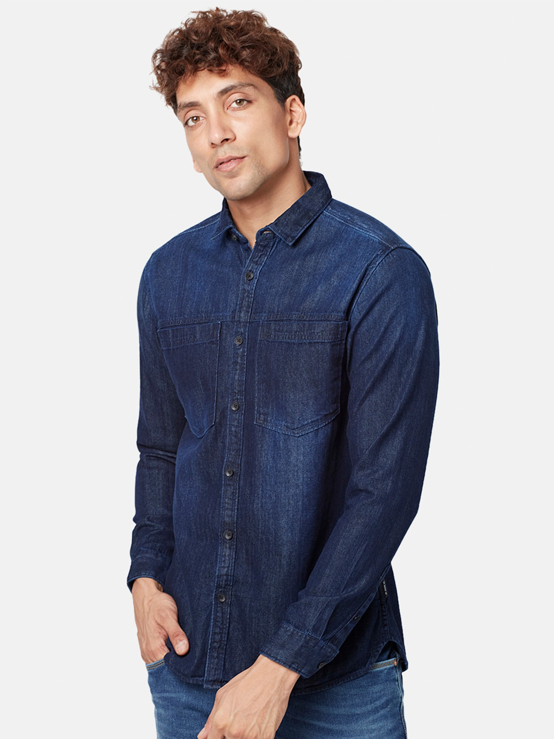 SF JEANS by Pantaloons Faded Slim Fit Casual Cotton Shirt