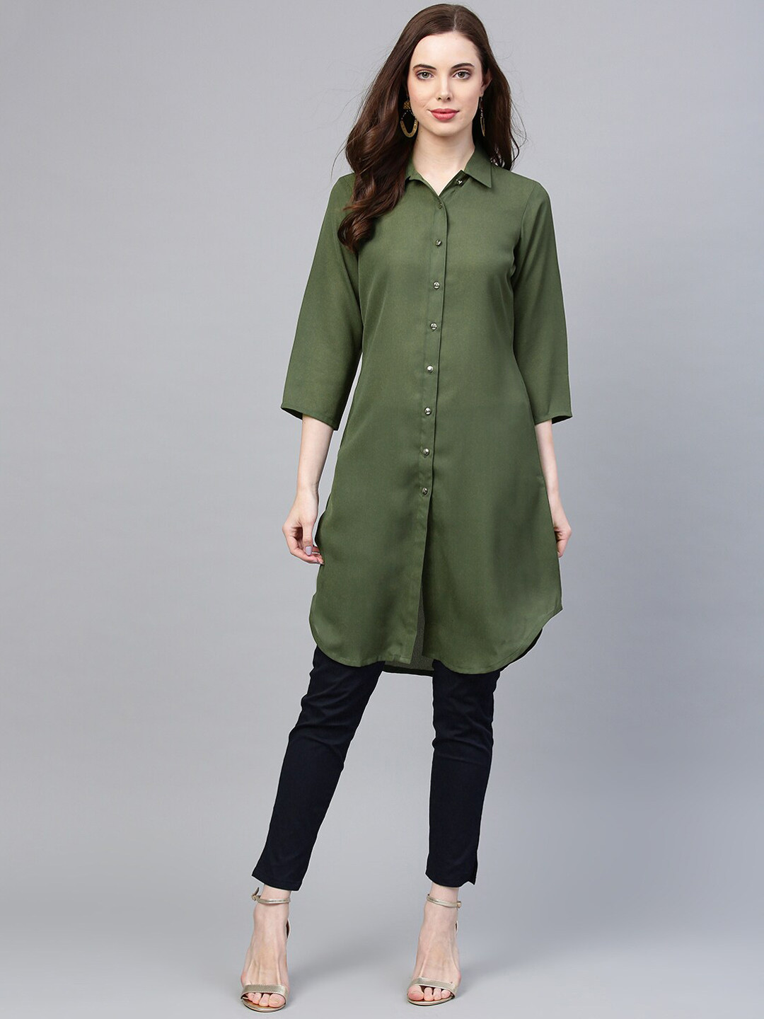 Jompers Shirt Collar Front Slit A-Line Kurta