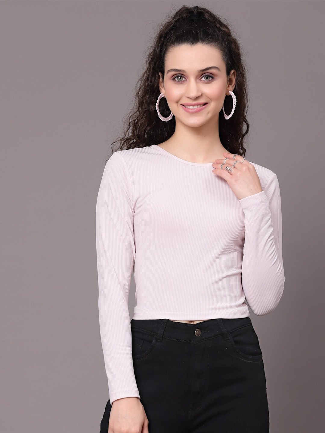 KASSUALLY Round Neck Styled Back Crop Top