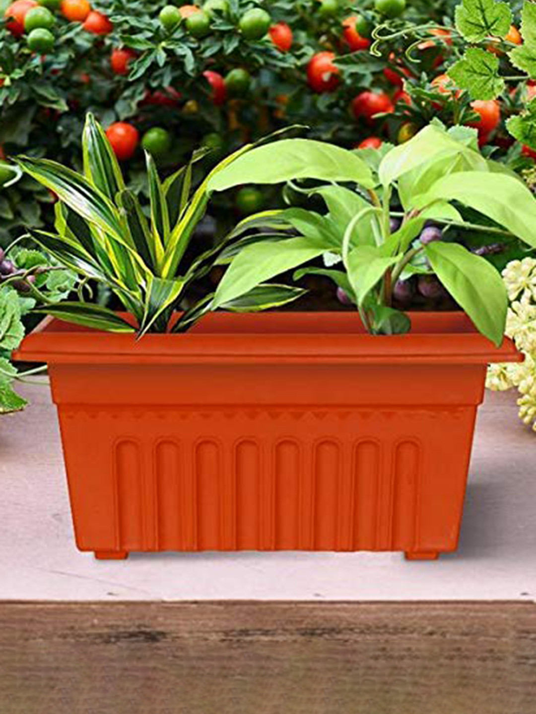TRUSTBASKET 3-Pieces Brown Textured UV Treated Rectangular Planters