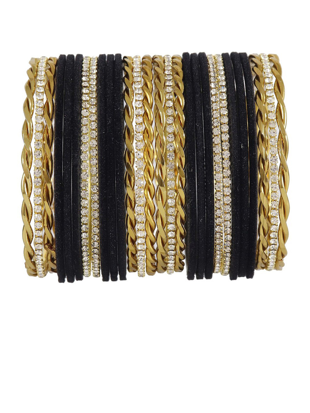 NMII Set Of 28 CZ-Studded Velvet Glossy Bangle