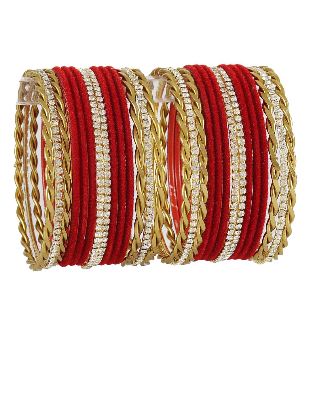 NMII Set Of 28 Stone-Studded & Velvet Bangles