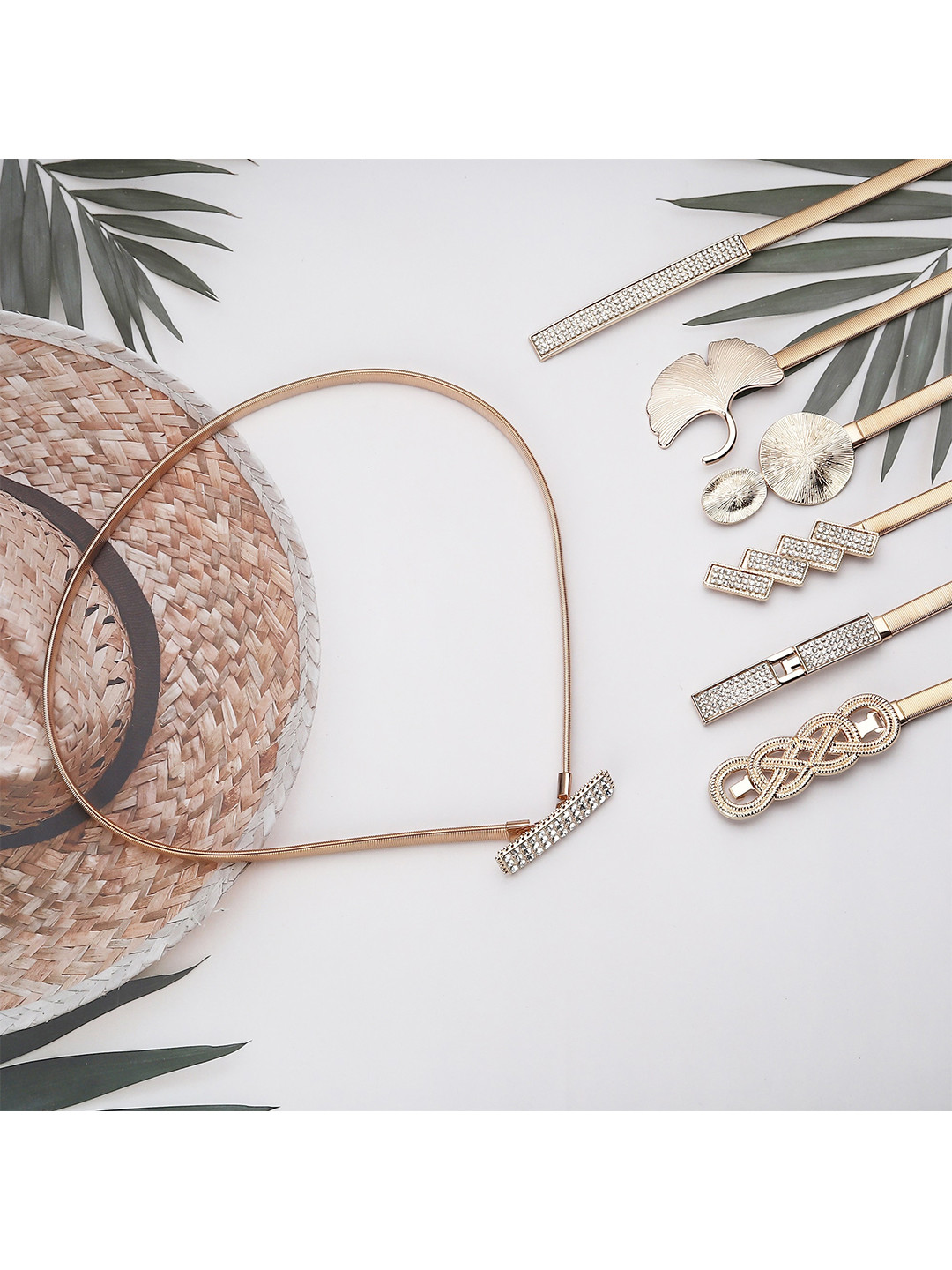 ZORO Women Textured Metal Spring Belt