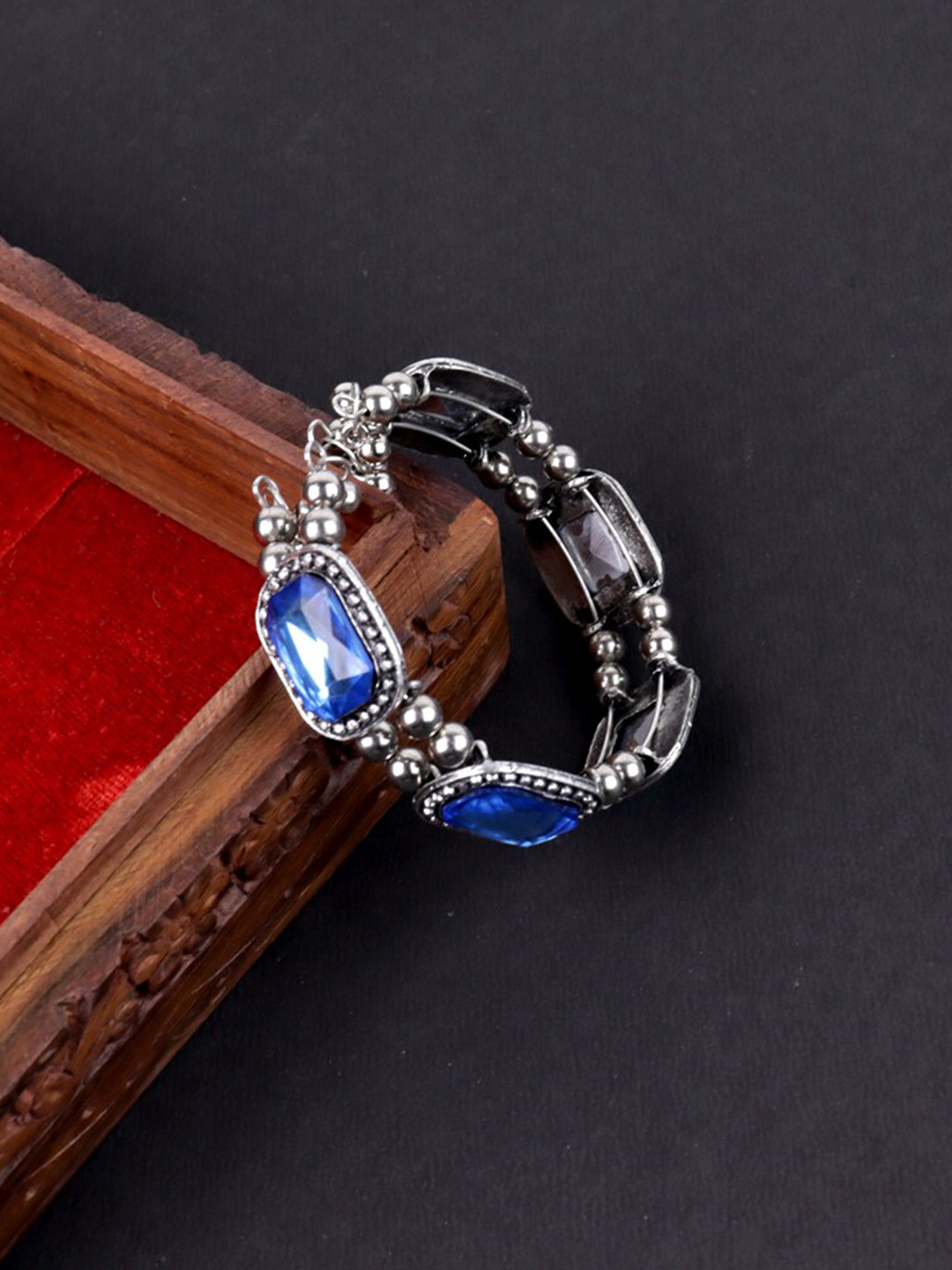 Krelin Women Blue Sterling Silver Silver-Plated Bangle-Style Bracelet