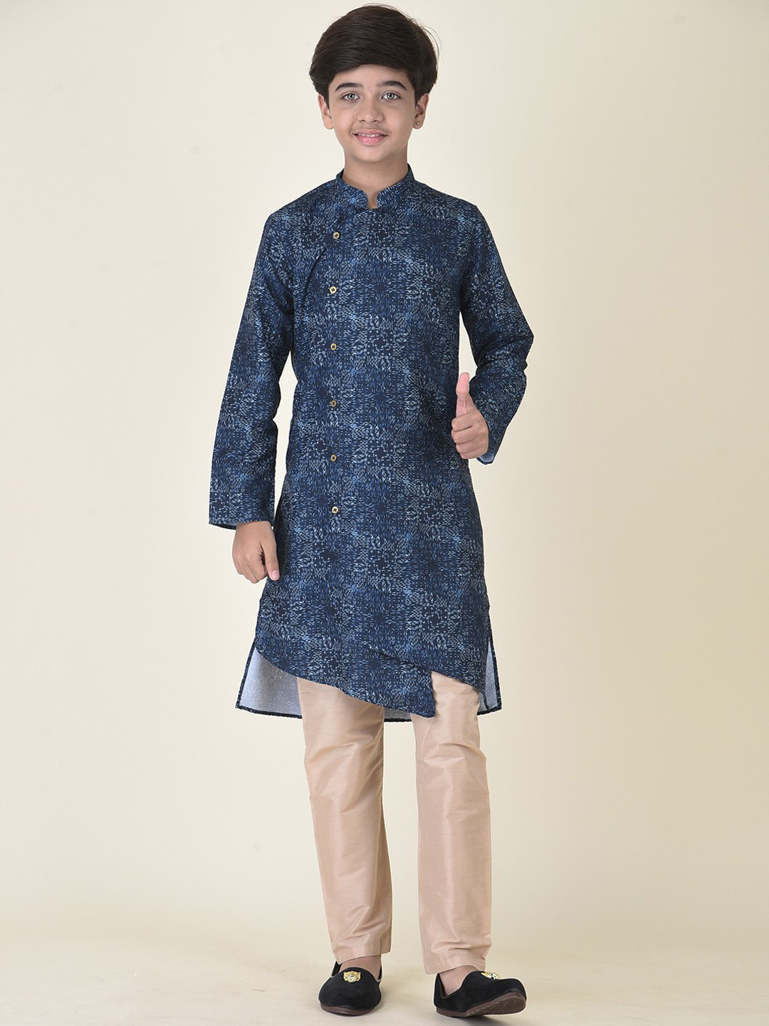 TABARD Boys Woven Design Cotton Angrakha Straight Kurta