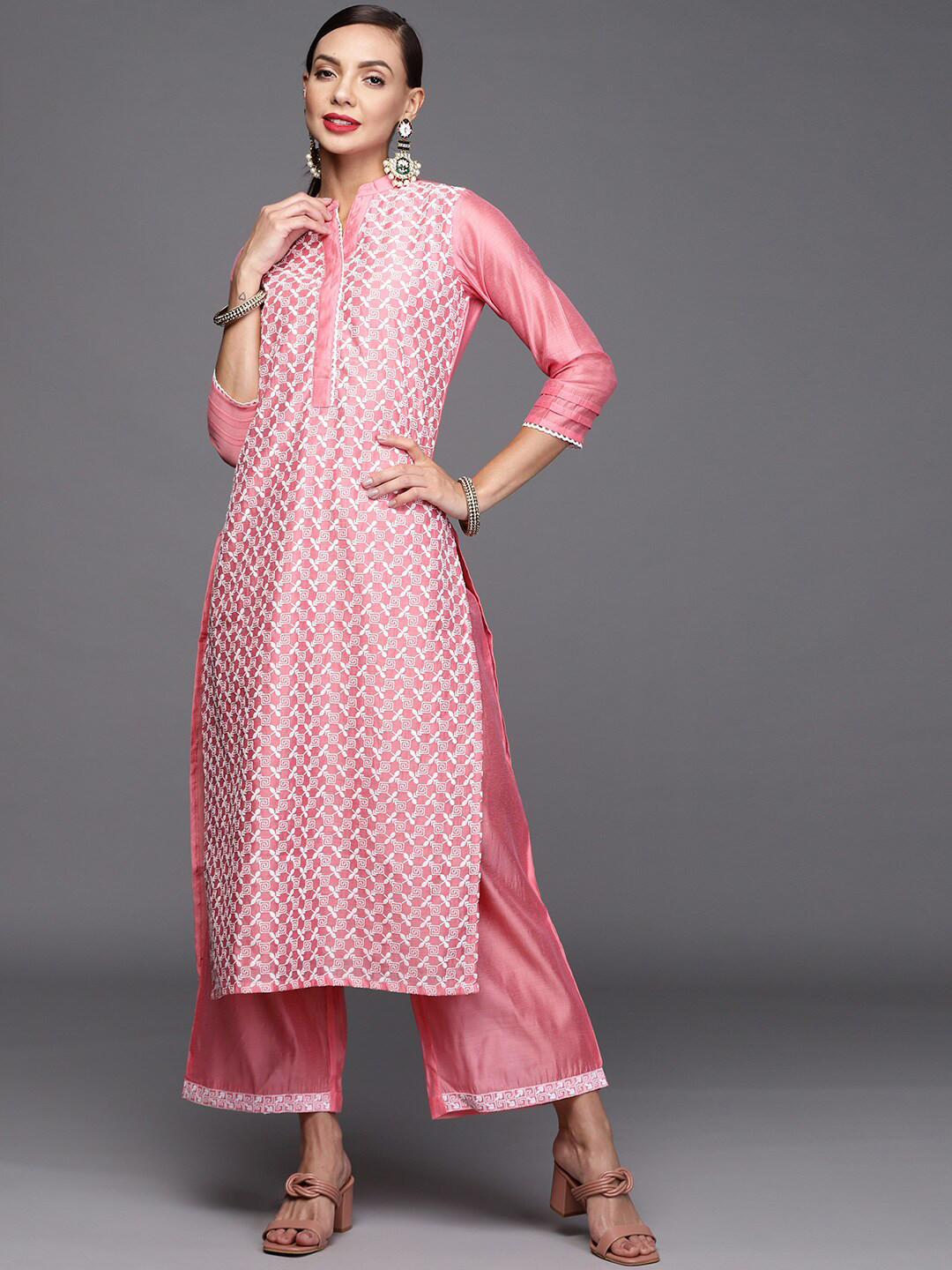 Indo Era Ethnic Motifs Embroidered Straight Kurta With Palazzos