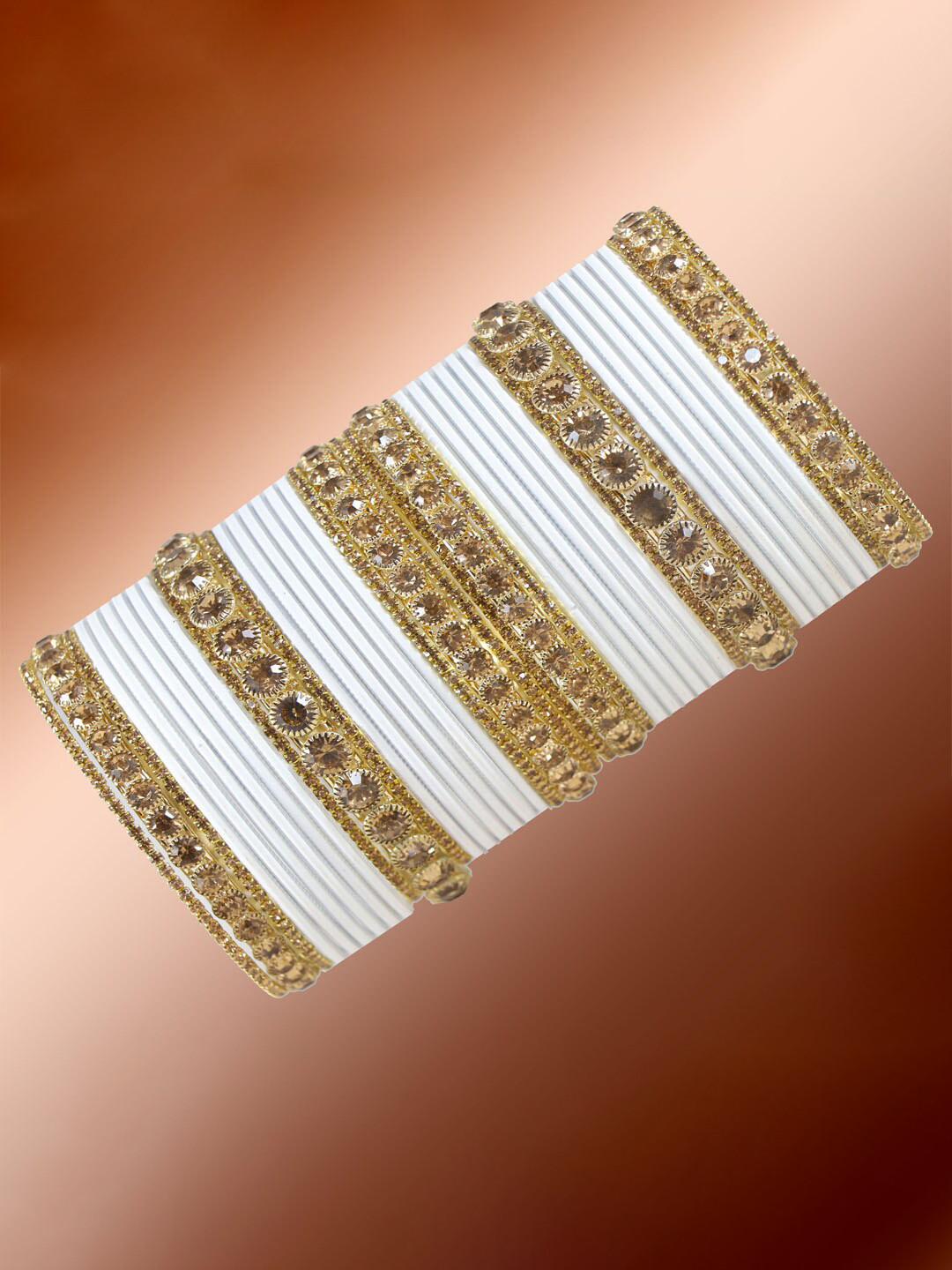 NMII 42 Pcs Zircon Gemstone Studded Antique Bangles