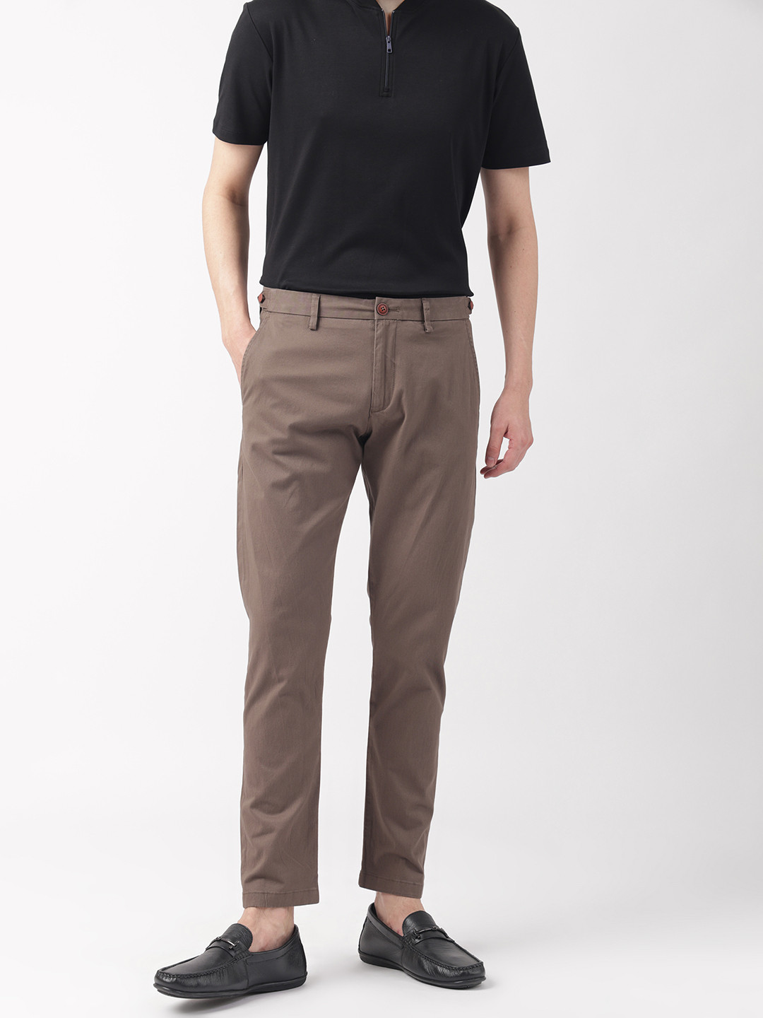RARE RABBIT Trans Mid-Rise Slim Fit Pleated Cotton Trouser