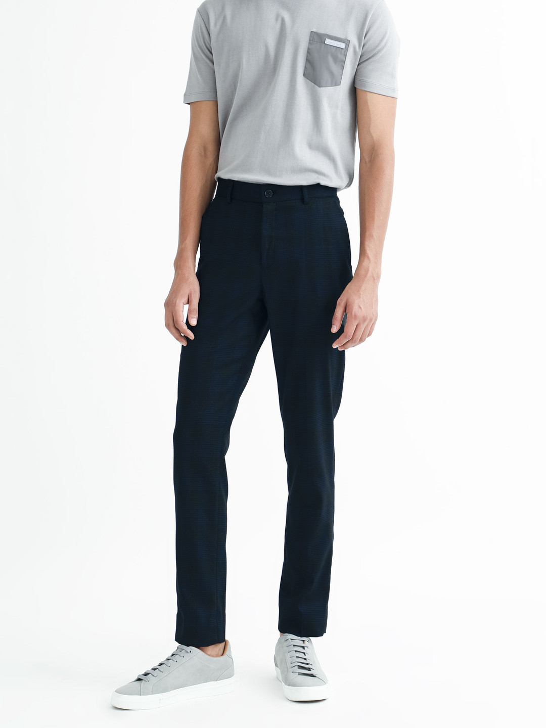 RARE RABBIT Sander Mid-Rise Checked Cotton Slim Fit Trouser