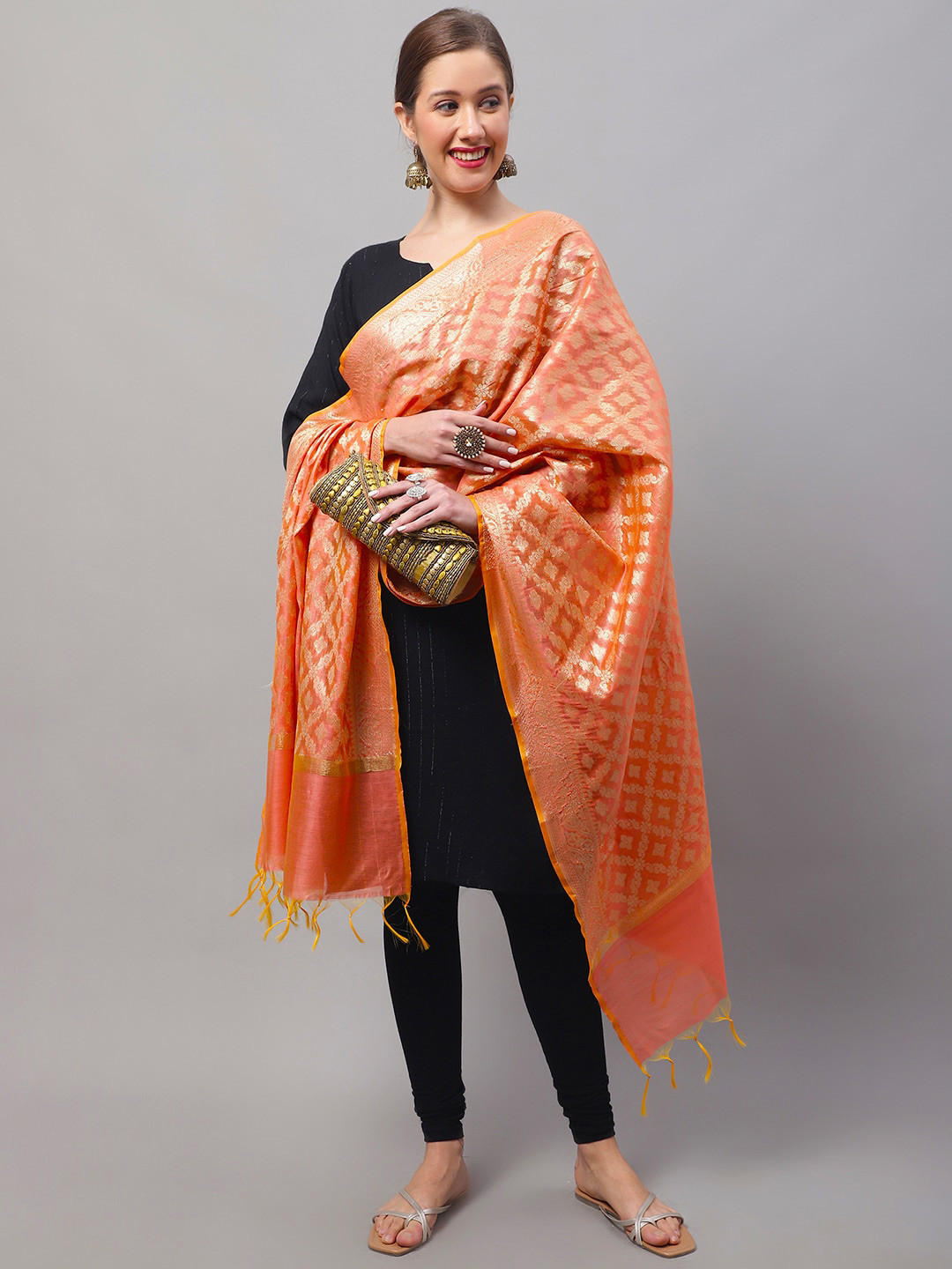 LOOM LEGACY Woven Design Cotton Silk Dupatta