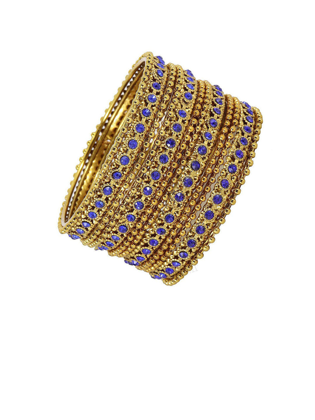NMII Set Of 12 Gold Plated Cubic Zirconia-Studded Bangle Set