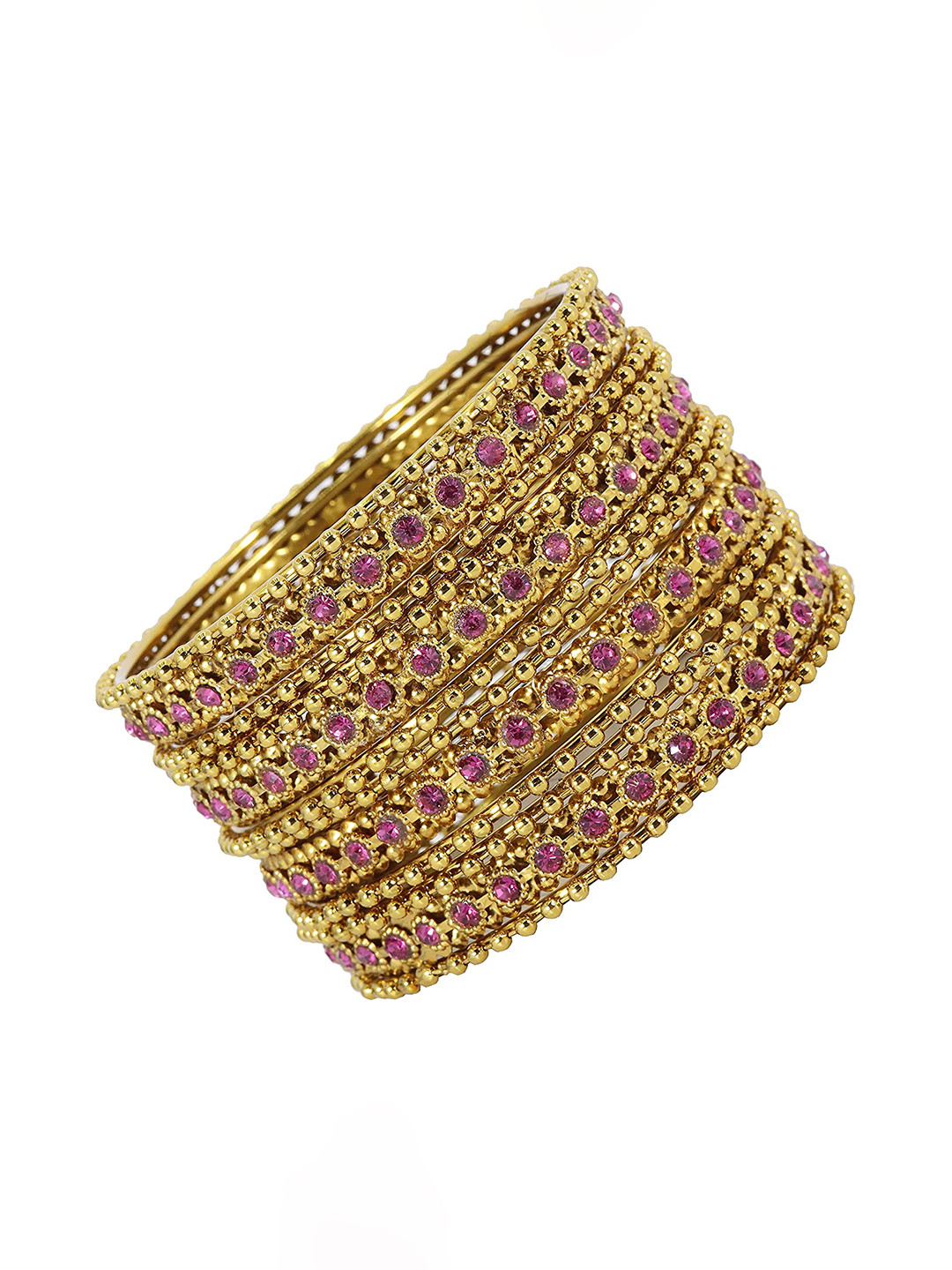 NMII Set Of 12 Stone-Studded & Linked with Ball Chain Bangles