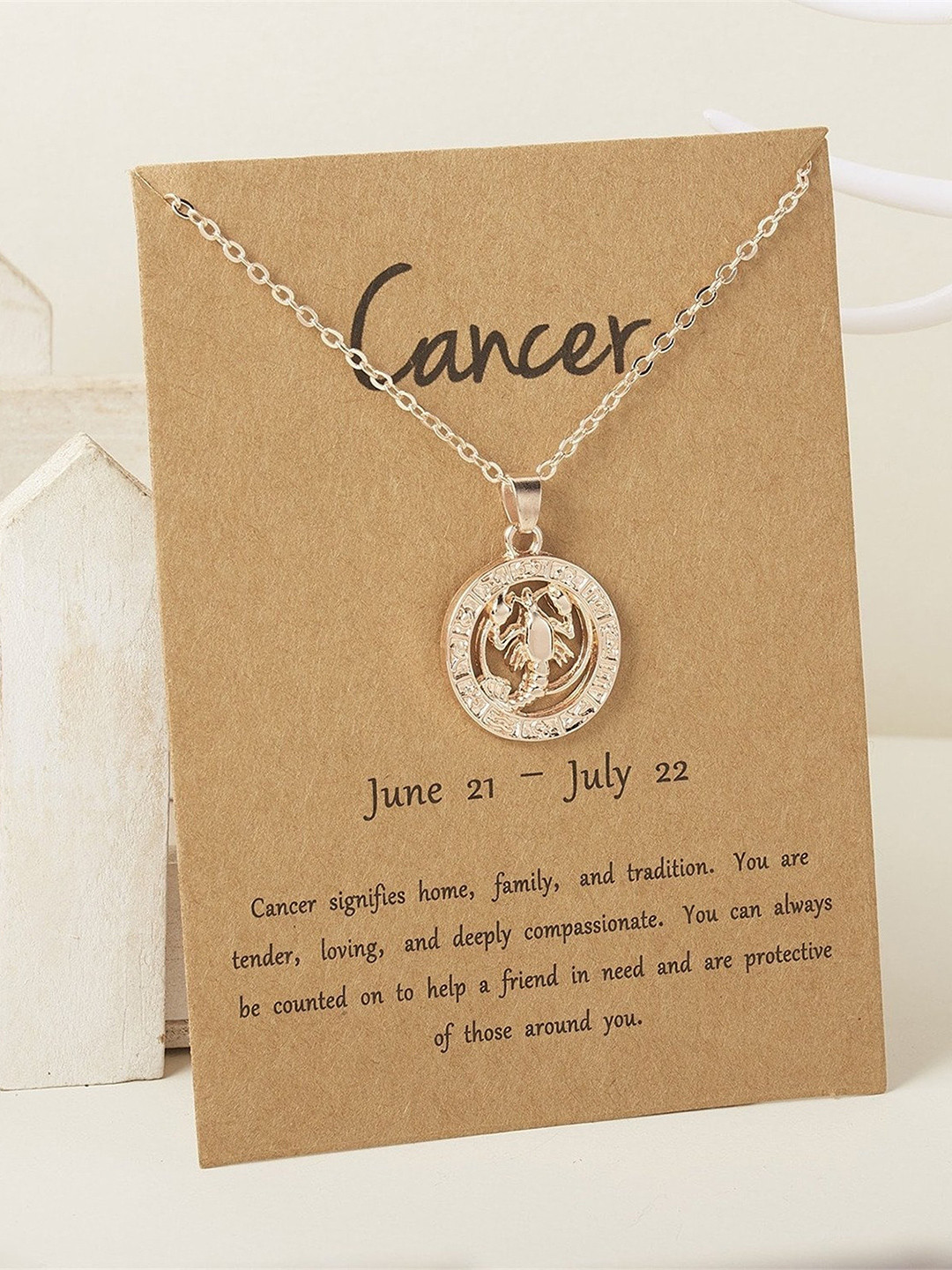 Pinapes Set of 2 Gold-Plated Capricorn & Cancer Pendant Chain