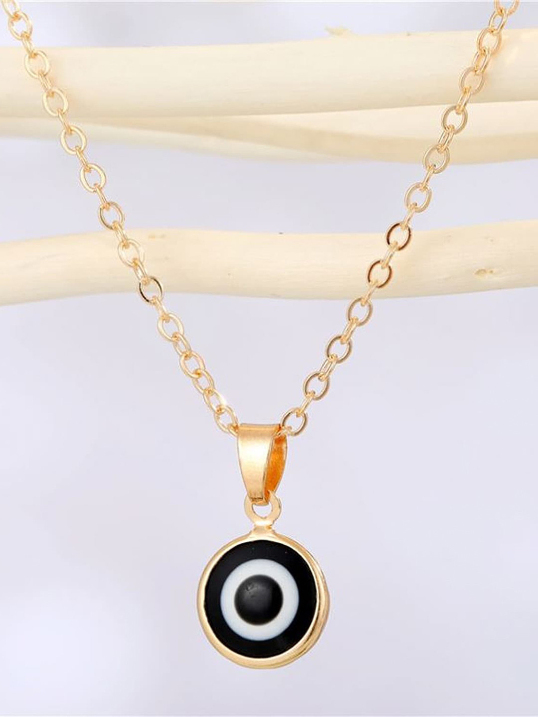 Pinapes Set of 2 Gold-Plated Cross & Evil Eye Necklace