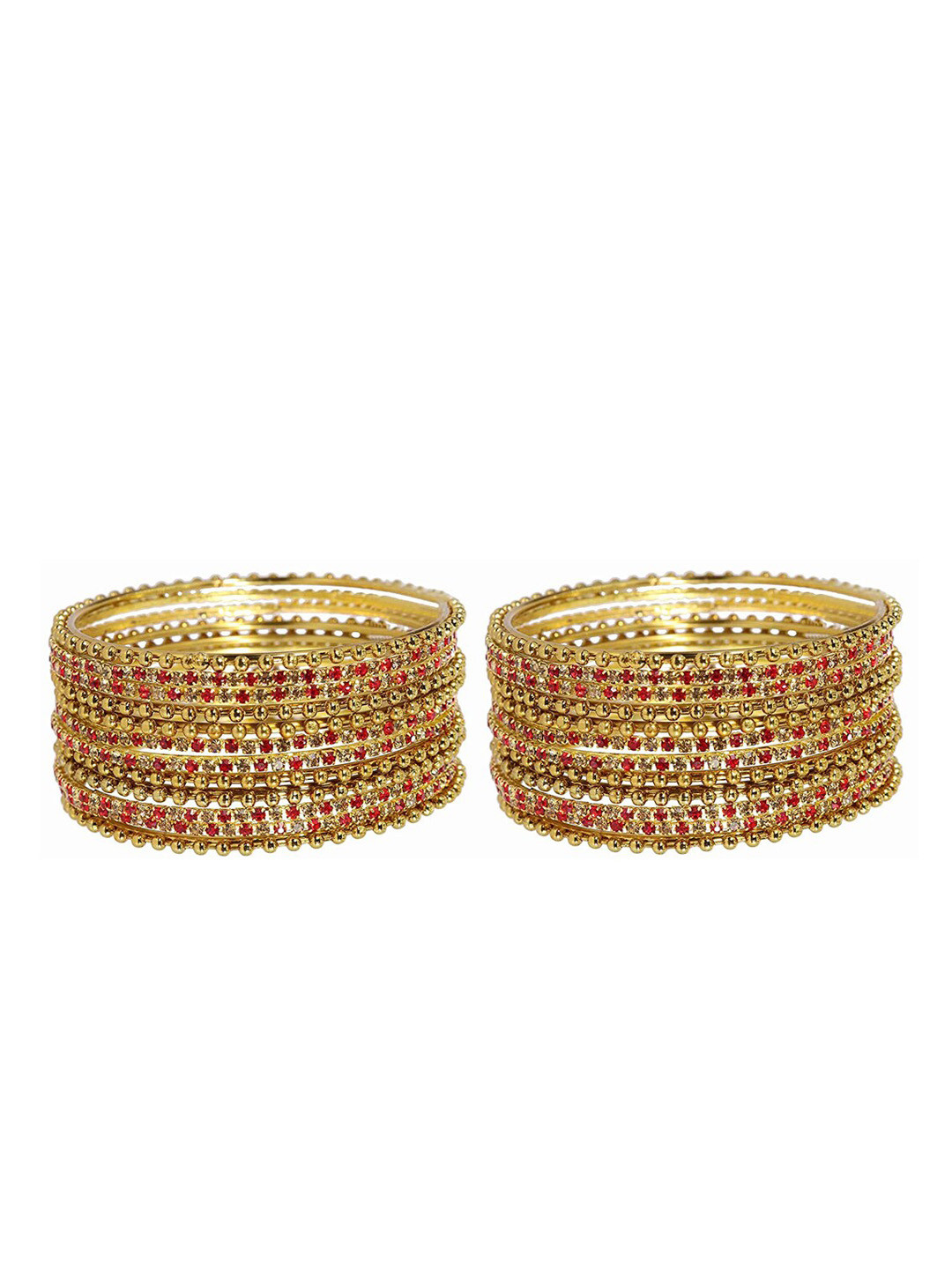 NMII Set Of 24 Gold-Plated Zircon-Studded Ball Chain Linked Metal Bangle Set
