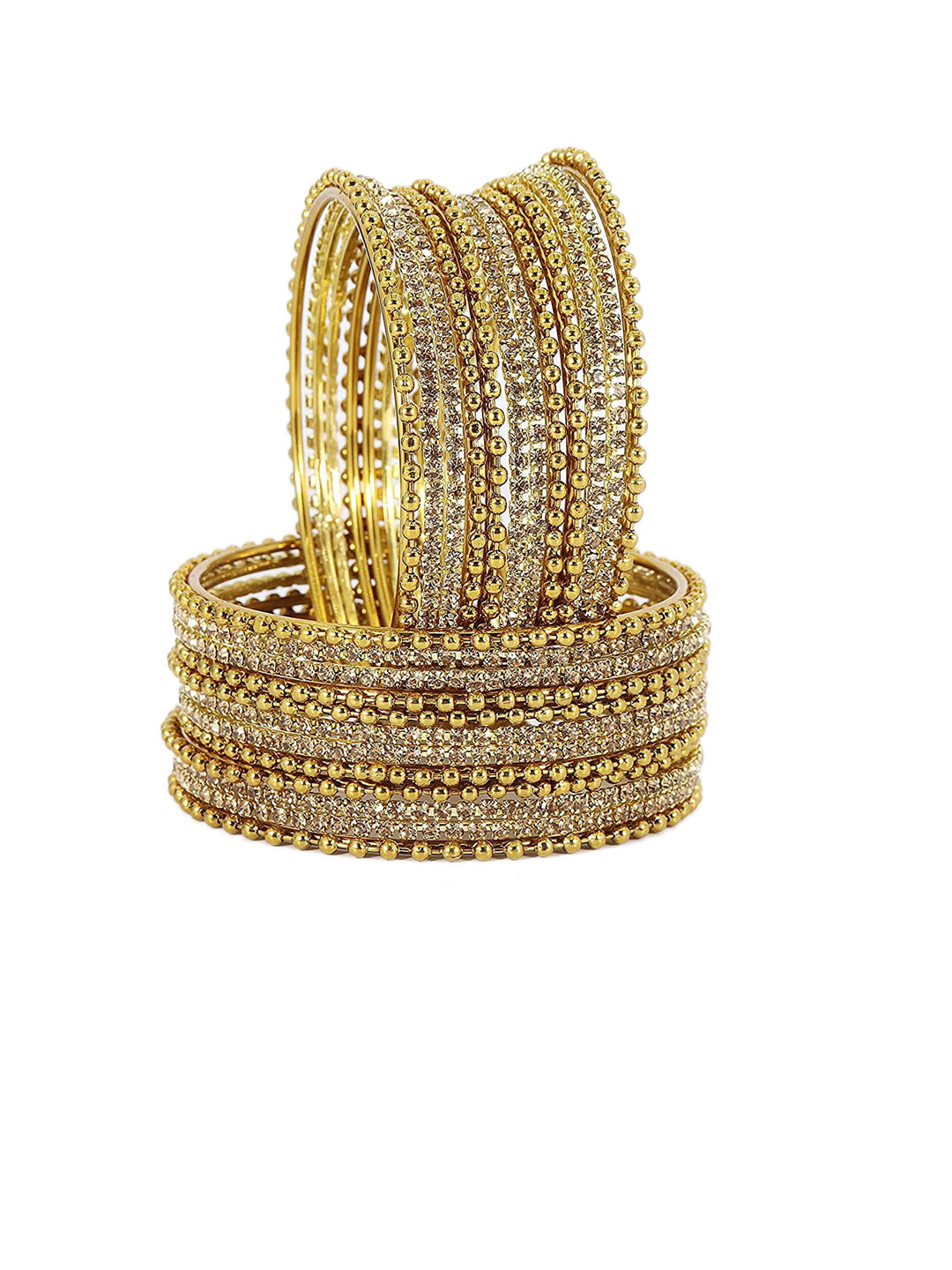 NMII Set Of 24 Zircon Ballchain Linked Studded Glossy Bangles