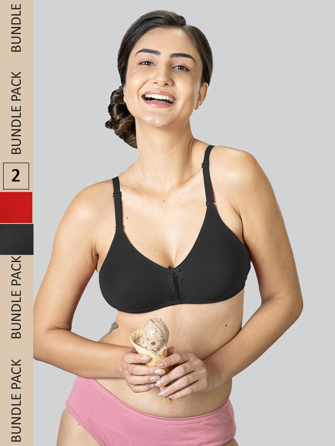 LYRA Pack Of 2 Cotton Rich Mesh Ladder Wire Free Moulded and Seamless Bra