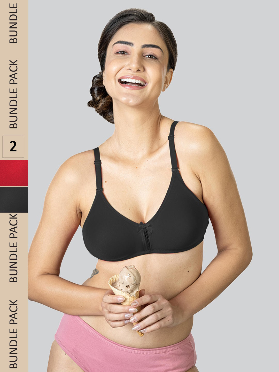LYRA Pack Of 2 Cotton Rich Mesh Ladder Wire Free Moulded and Seamless Bra