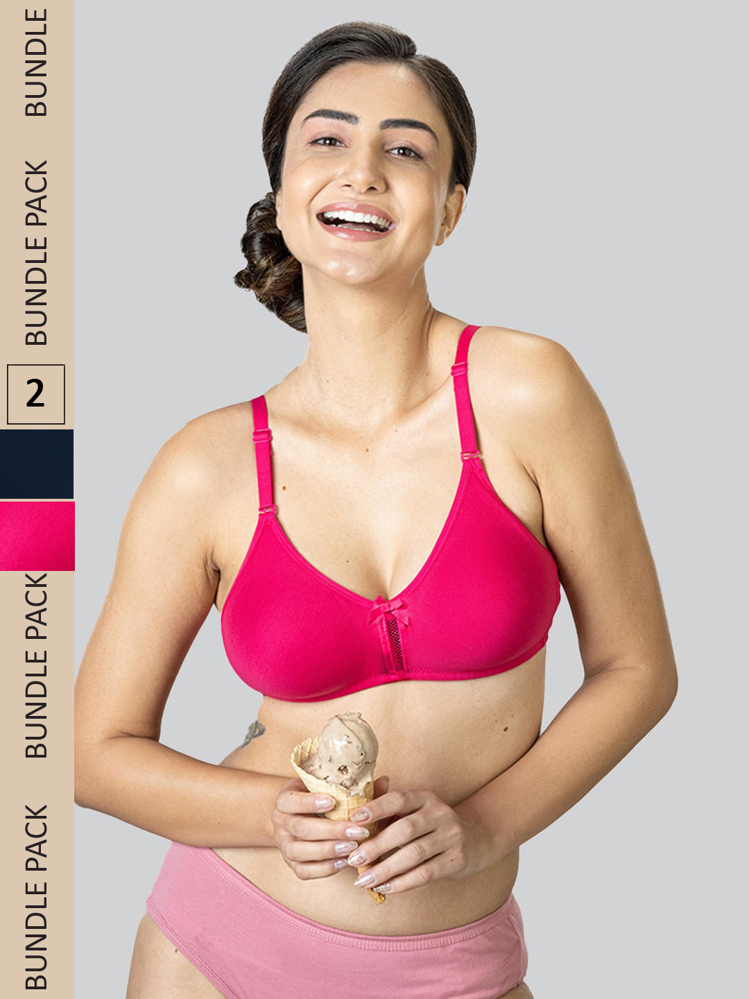 LYRA Pack of 2 Non-Padded Non-Wired Pure All Day Comfort Cotton T-Shirt Bra