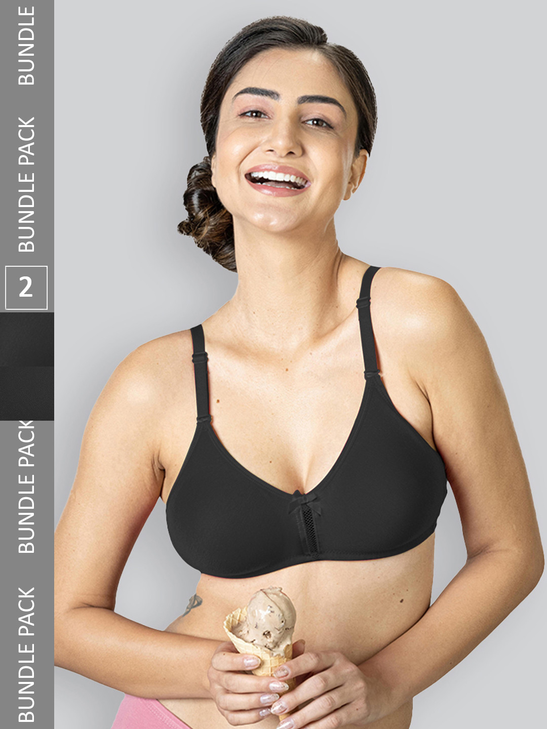 LYRA Pack Of 2 Cotton Rich Mesh Ladder Wire Free Moulded and Seamless Bra