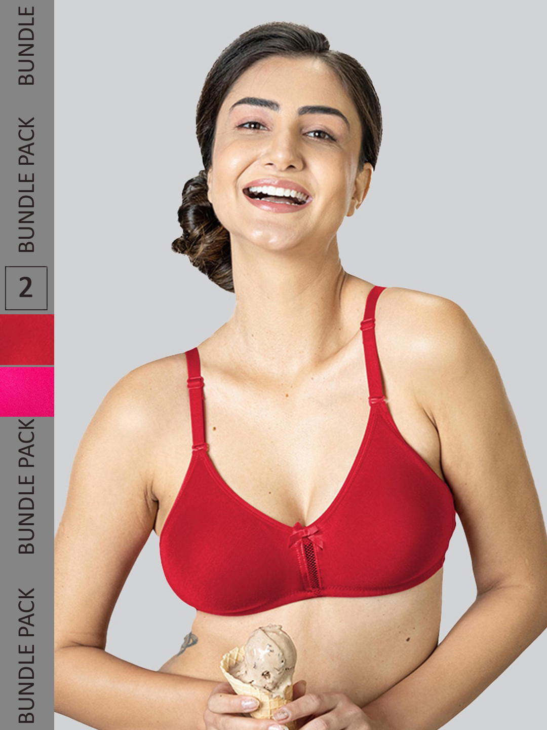 LYRA Pack Of 2 Cotton Rich Mesh Ladder Wire Free Moulded and Seamless Bra