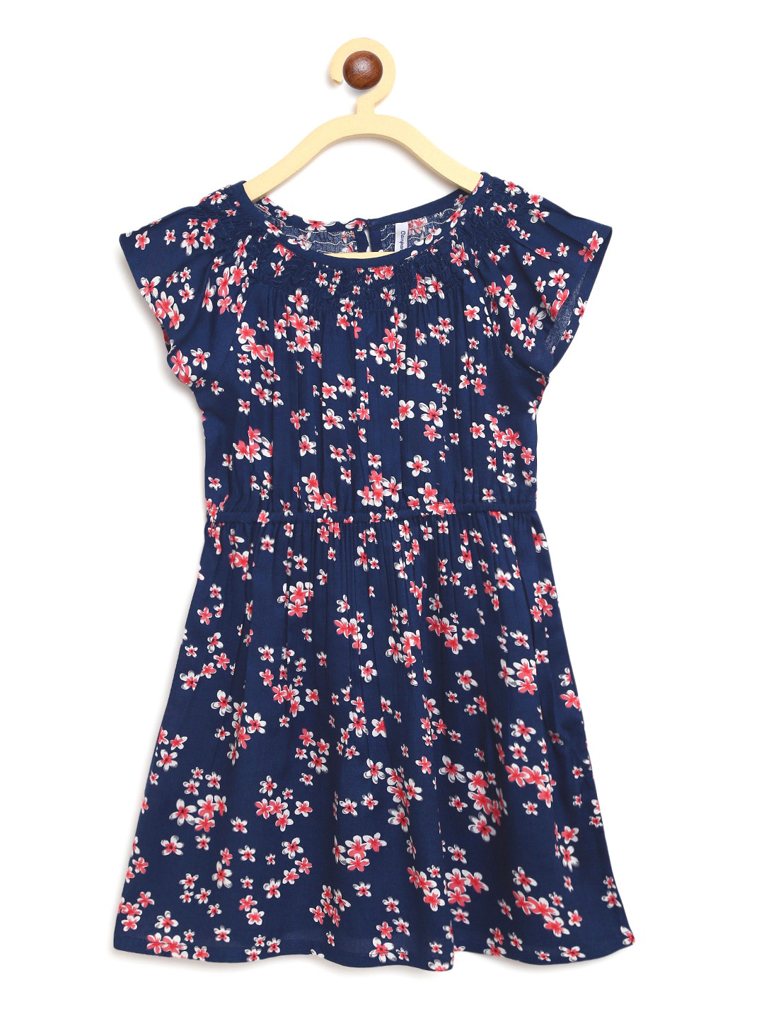 Campana Girls Short Sleeves Knee Length Fit and Flare Printed Viscose Rayon Dress