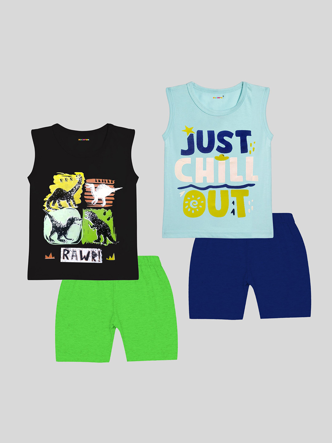 KUCHIPOO Boys Pack Of 2 Graphic Printed Clothing Set