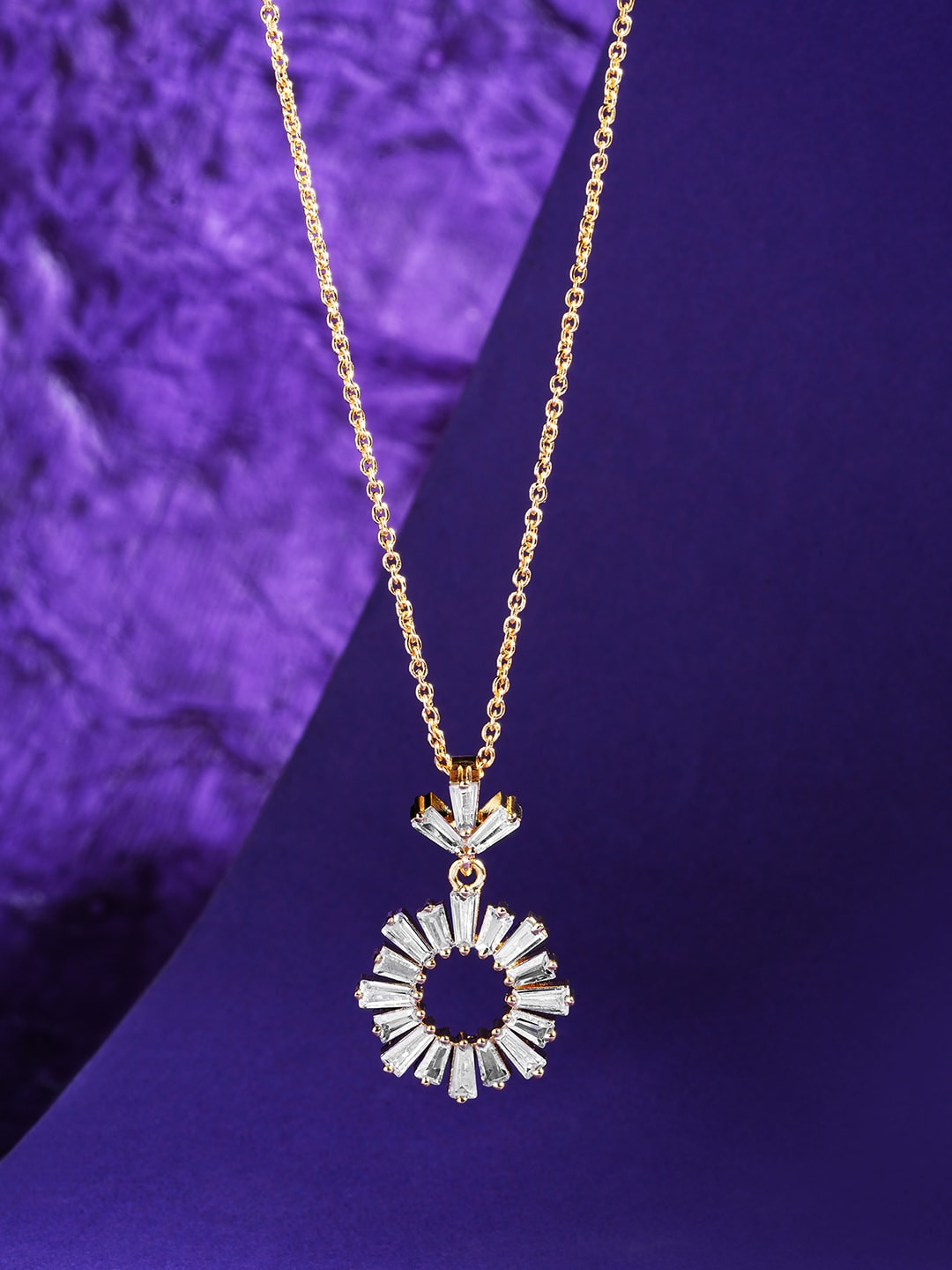 HOT AND BOLD Brass Gold-Plated Austrian Cubic Zirconia Chain