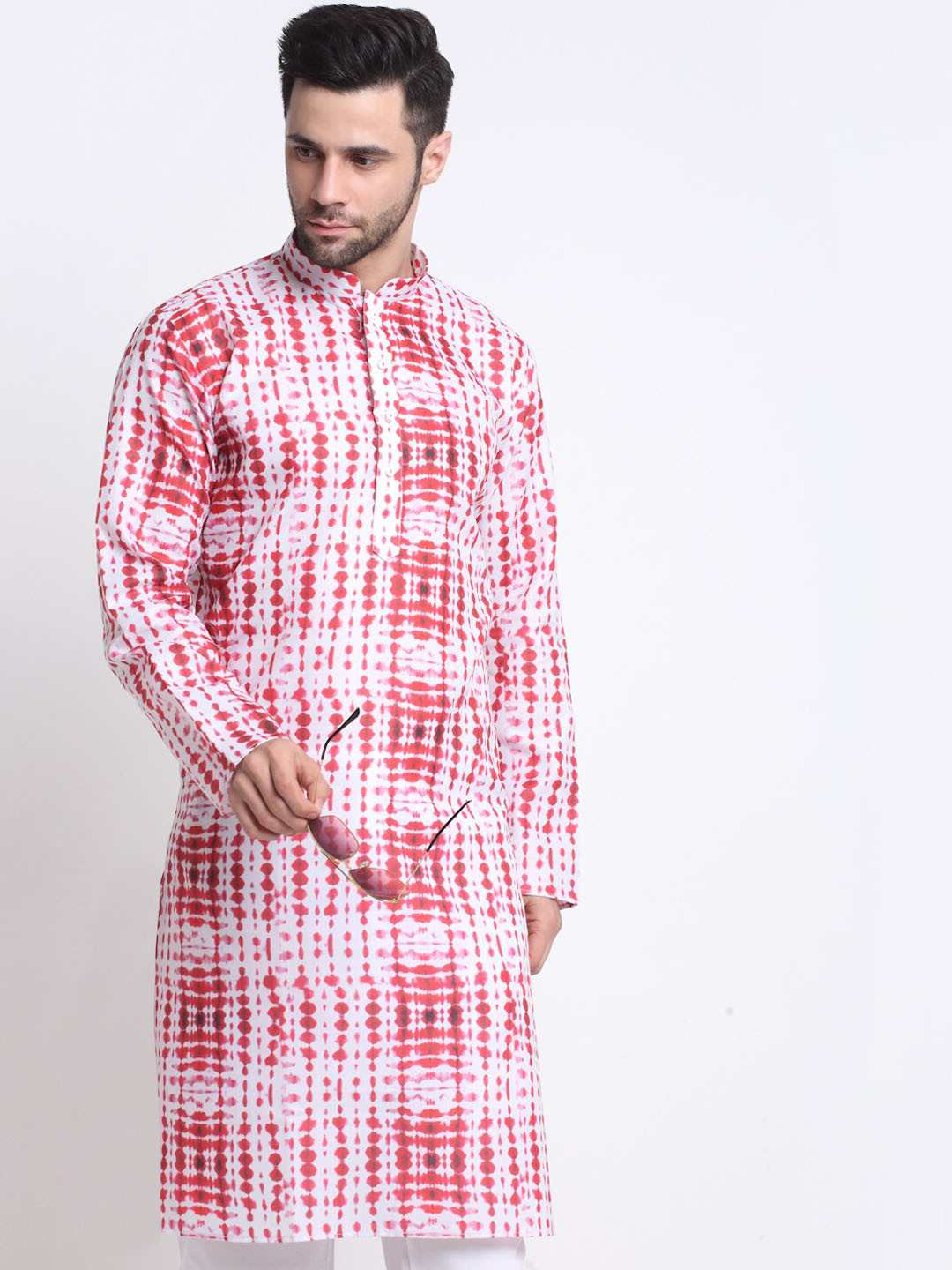 KRAFT INDIA Mandarin Collar Batik Print Kurta