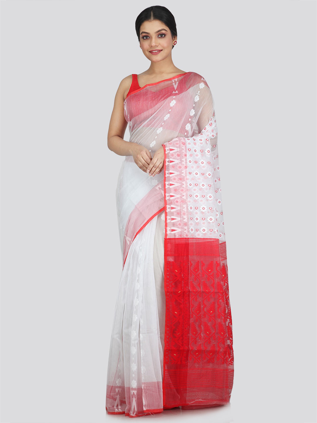 PinkLoom Floral Woven Design Pure Cotton Saree
