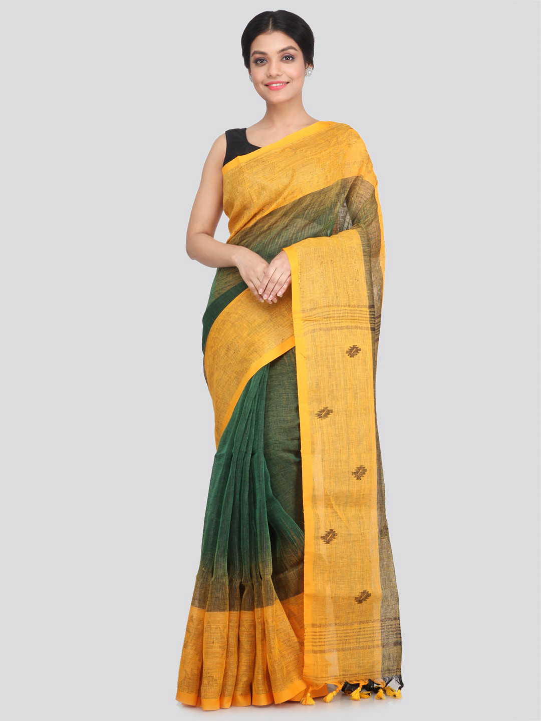 PinkLoom Woven Design Pure Linen Saree