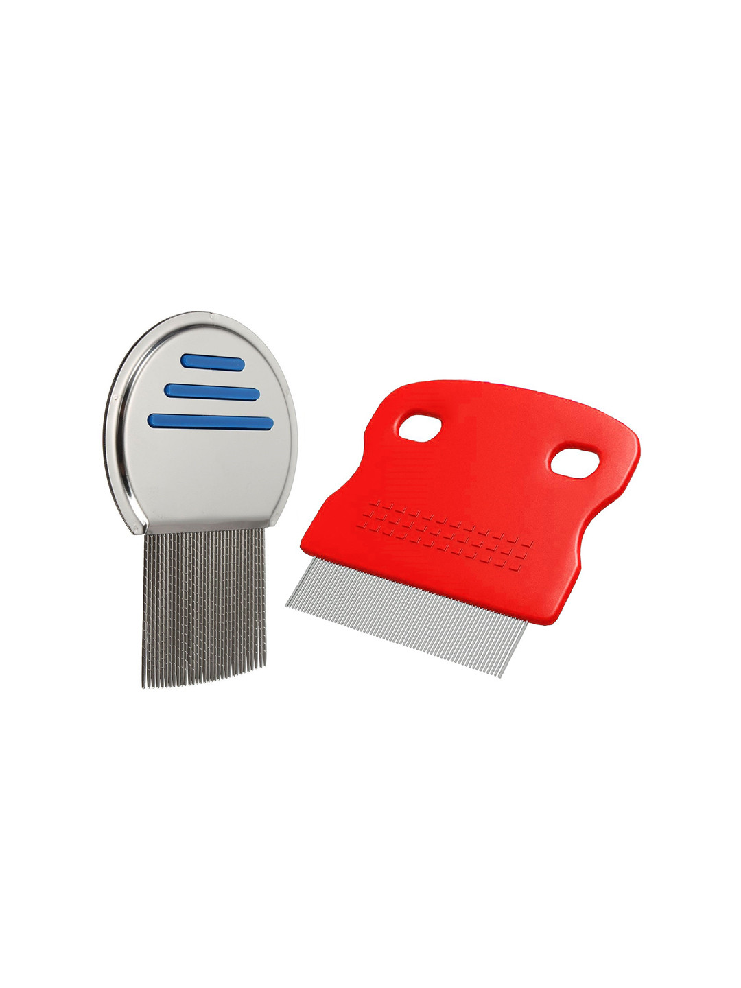 Alexvyan Set Of 2 Metal Small & Long Teeth Combo Nit Comb