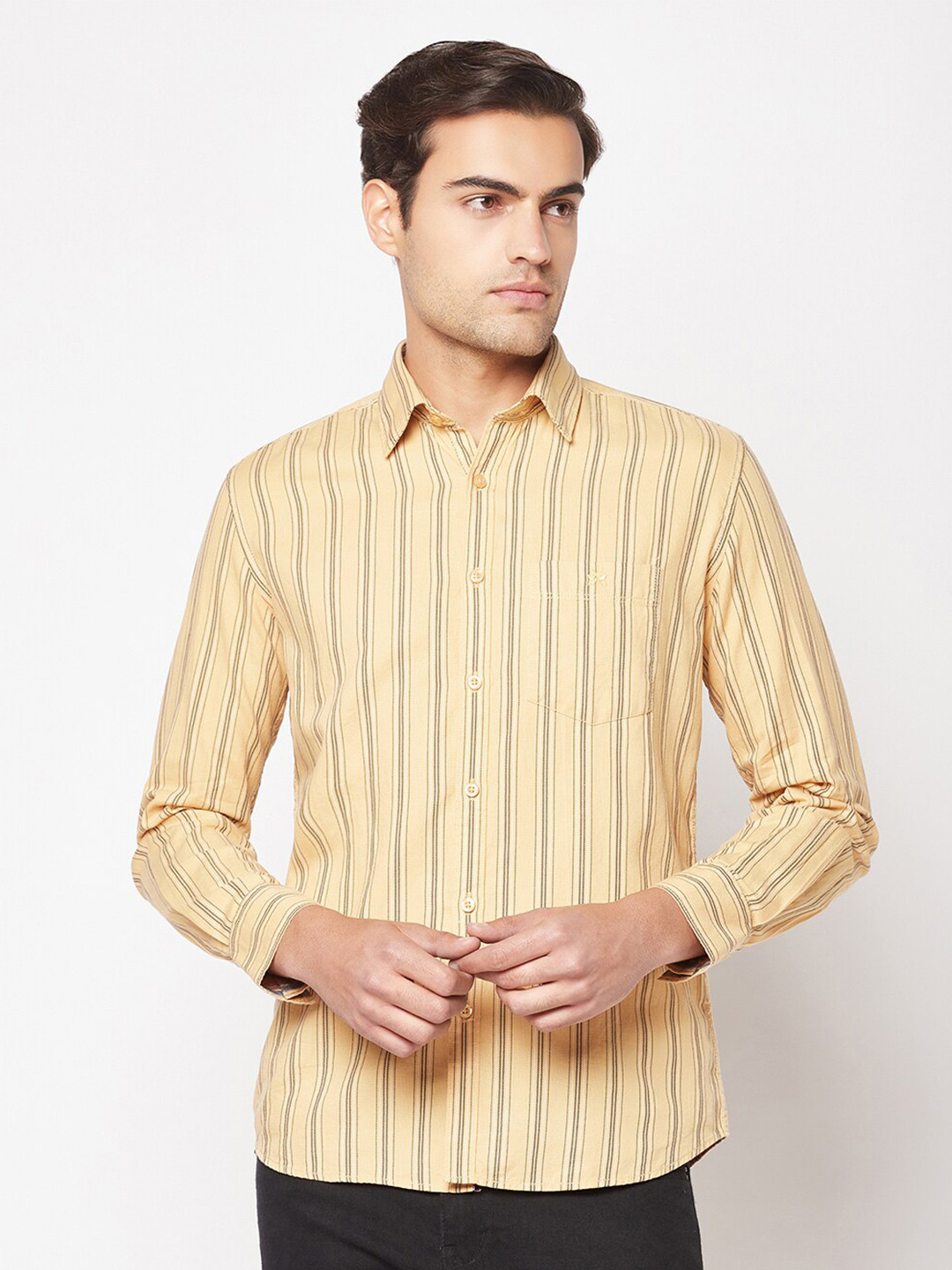 Crimsoune Club Striped India Slim Pure Cotton Casual Shirt