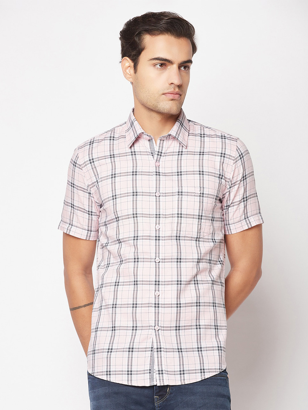 Crimsoune Club Tartan Checked Pure Cotton India Slim Casual Shirt