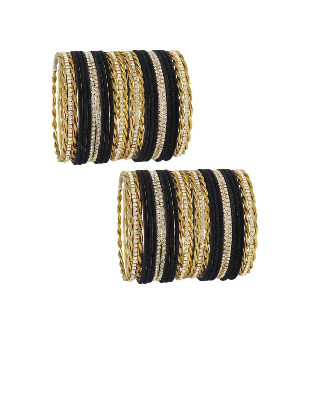 NMII Set Of 56 Stone-Studded & Velvet Bangles