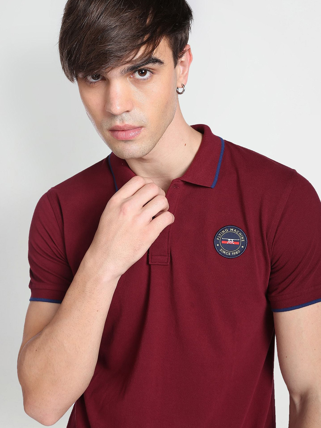 Flying Machine Polo Collar Brand logo Slim Fit Cotton T-shirt