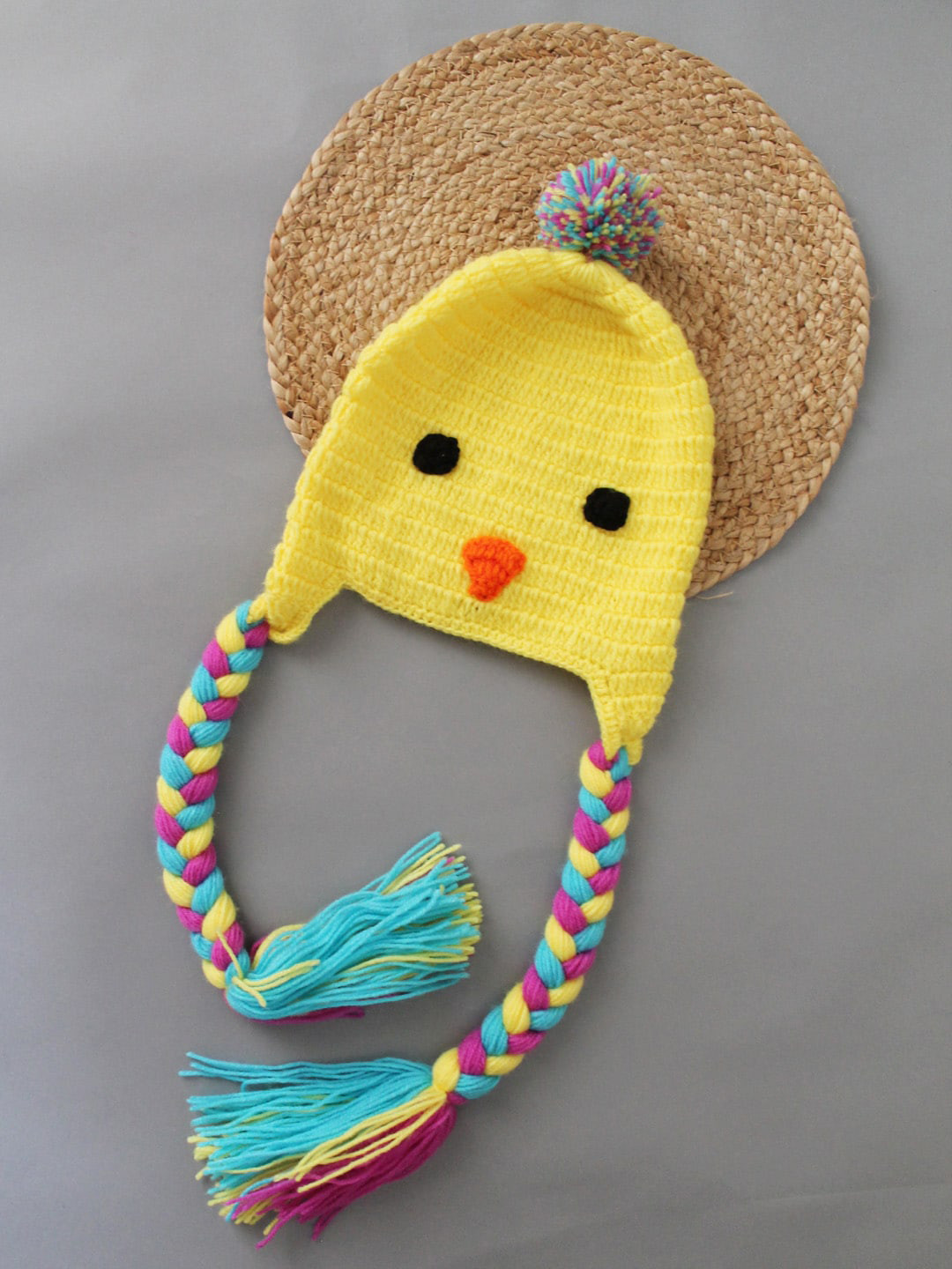 Woonie Infant Self Design Crochet Face Detailing Acrylic Cap