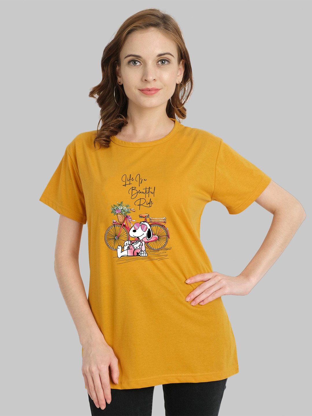 CHOZI Round Neck Graphic Printed Bio Finish Cotton T-shirt
