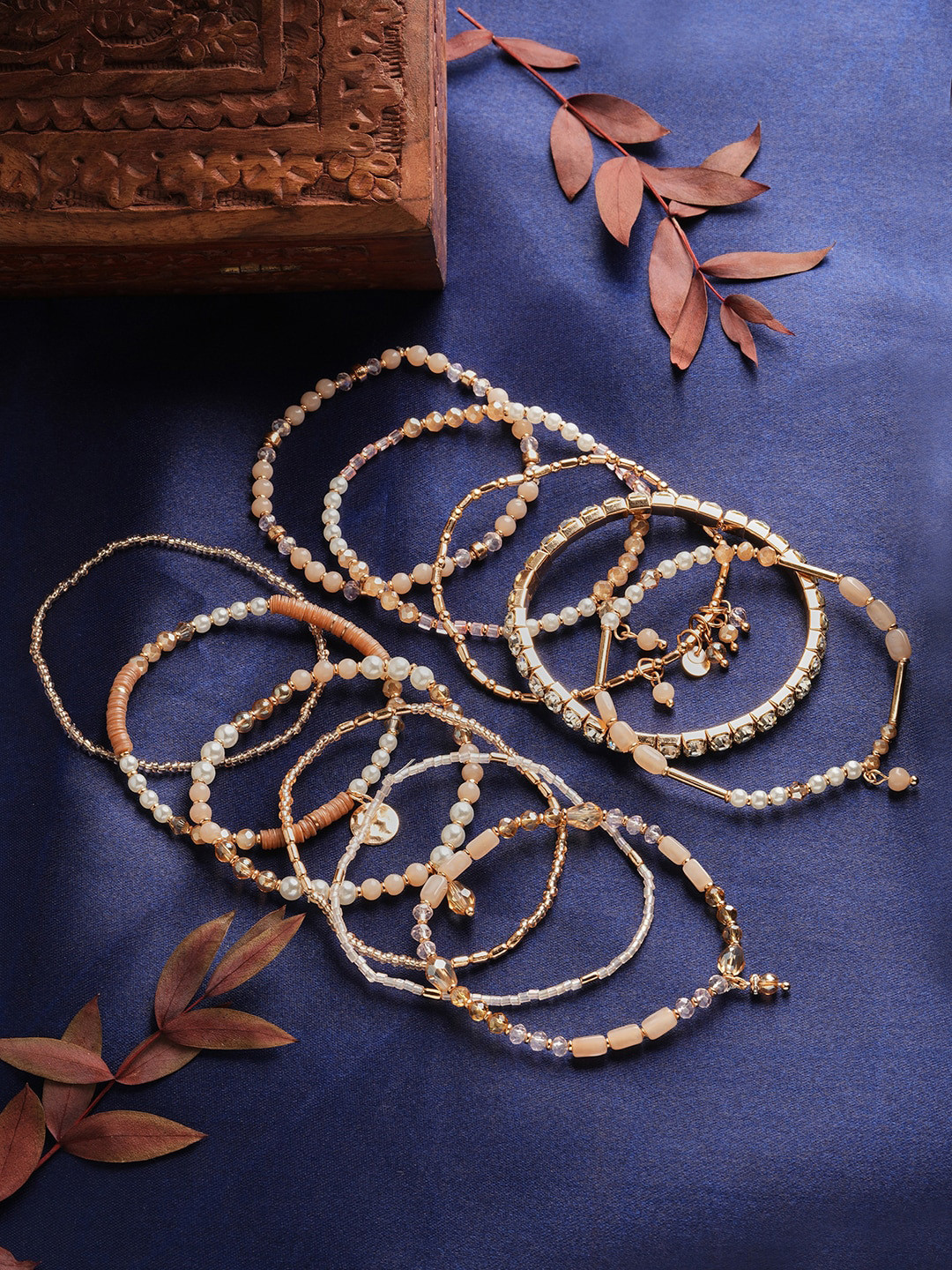 Accessorize Set of 11 Pastel Beaded Luxe Stretch Bracelet