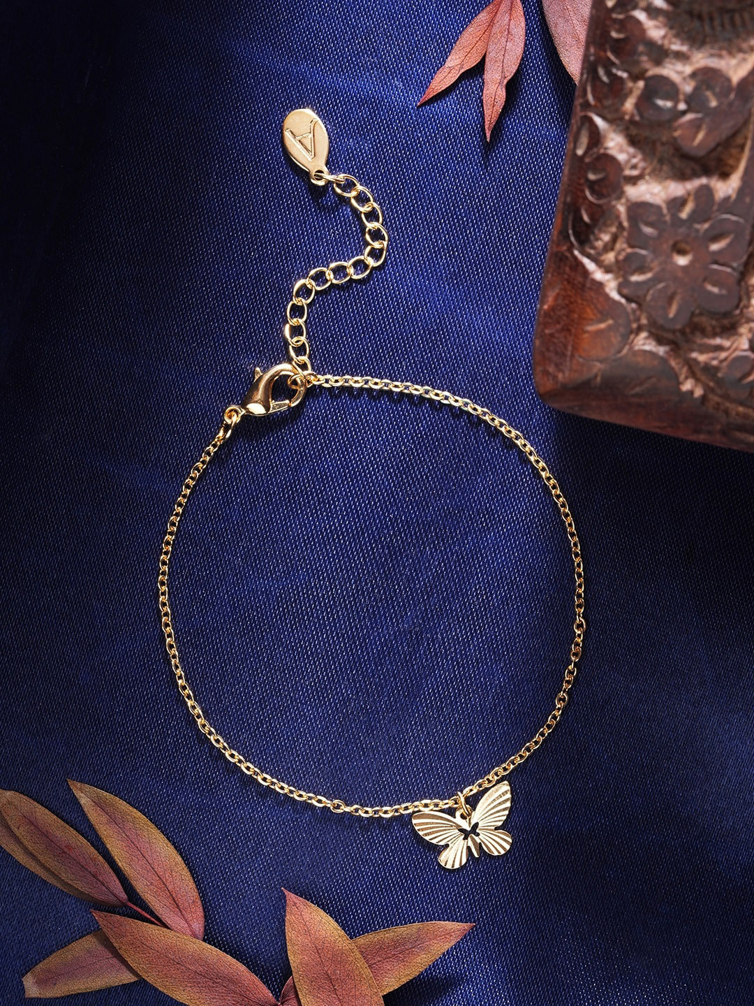 Accessorize Gold-Plated Textured Butterfly Bracelet